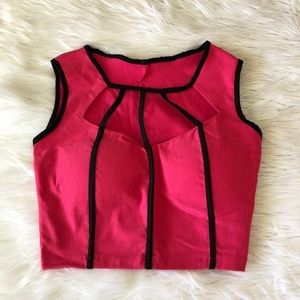 NWOT Hot Pink and Black Crop Top Size S/M